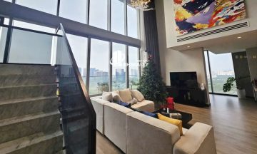 Duplex Empire City cho thuê tầng cao tháp Tilia nhà đẹp 4 phòng ngủ view sông